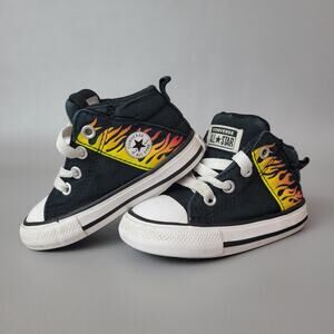 CONVERSE Chuck Taylor All Star Axel Mid Top Sneakers Infant Black Flames Size 5